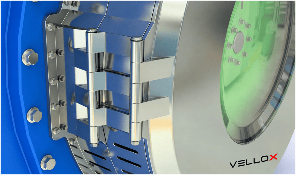 Remora™ design rendering showing the hinged housing layers that open for access to the internal flywheel, stator and electronics